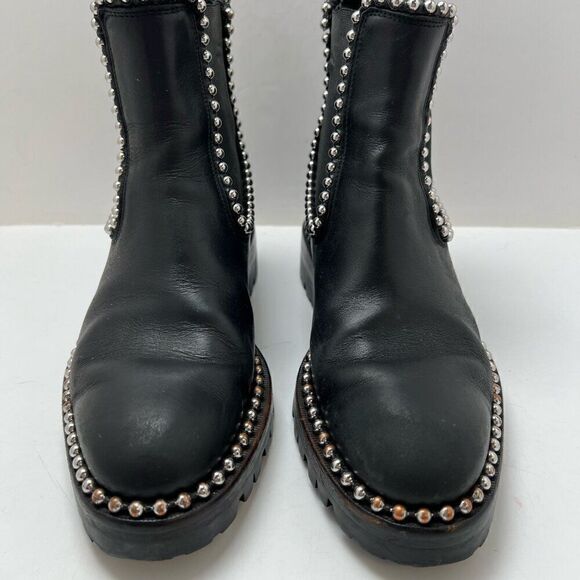 Alexander Wang Black Leather Chelsea Ankle Boots Rivets Accent EUR 37 Spain - Picture 2 of 14
